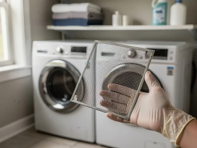 Beaumont Dryer Vent Cleaning specialist performing detailed lint trap cleaning service in Beaumont