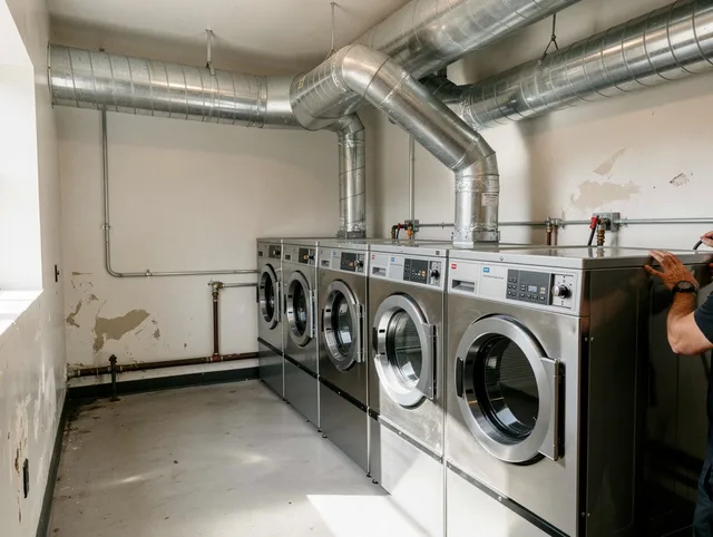 Beaumont Dryer Vent Cleaning team performing large-scale commercial dryer vent cleaning in Beaumont